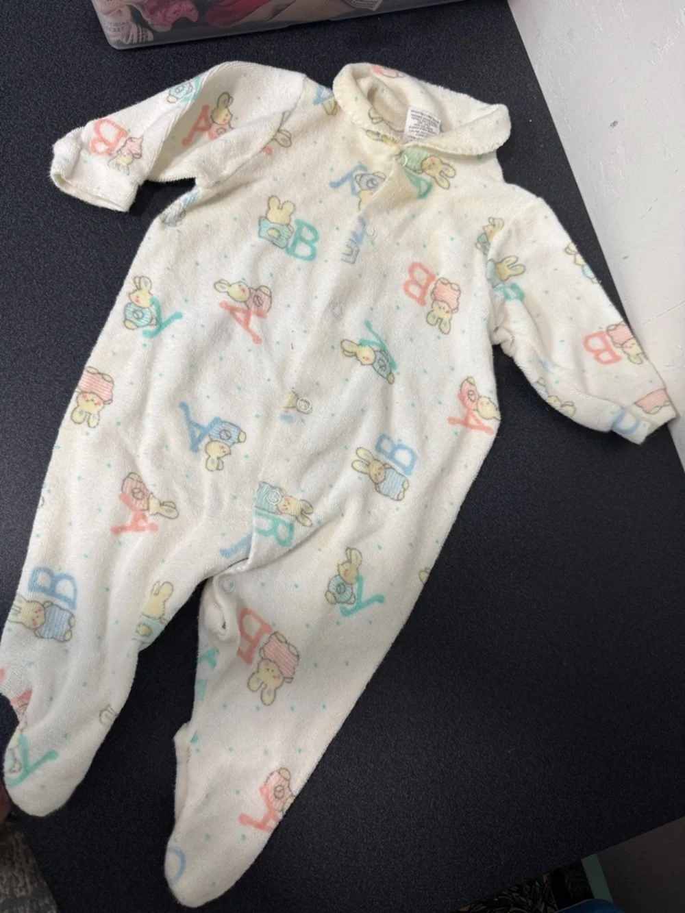 Carter's White Footed One-Piece with Pastel Print 80’s